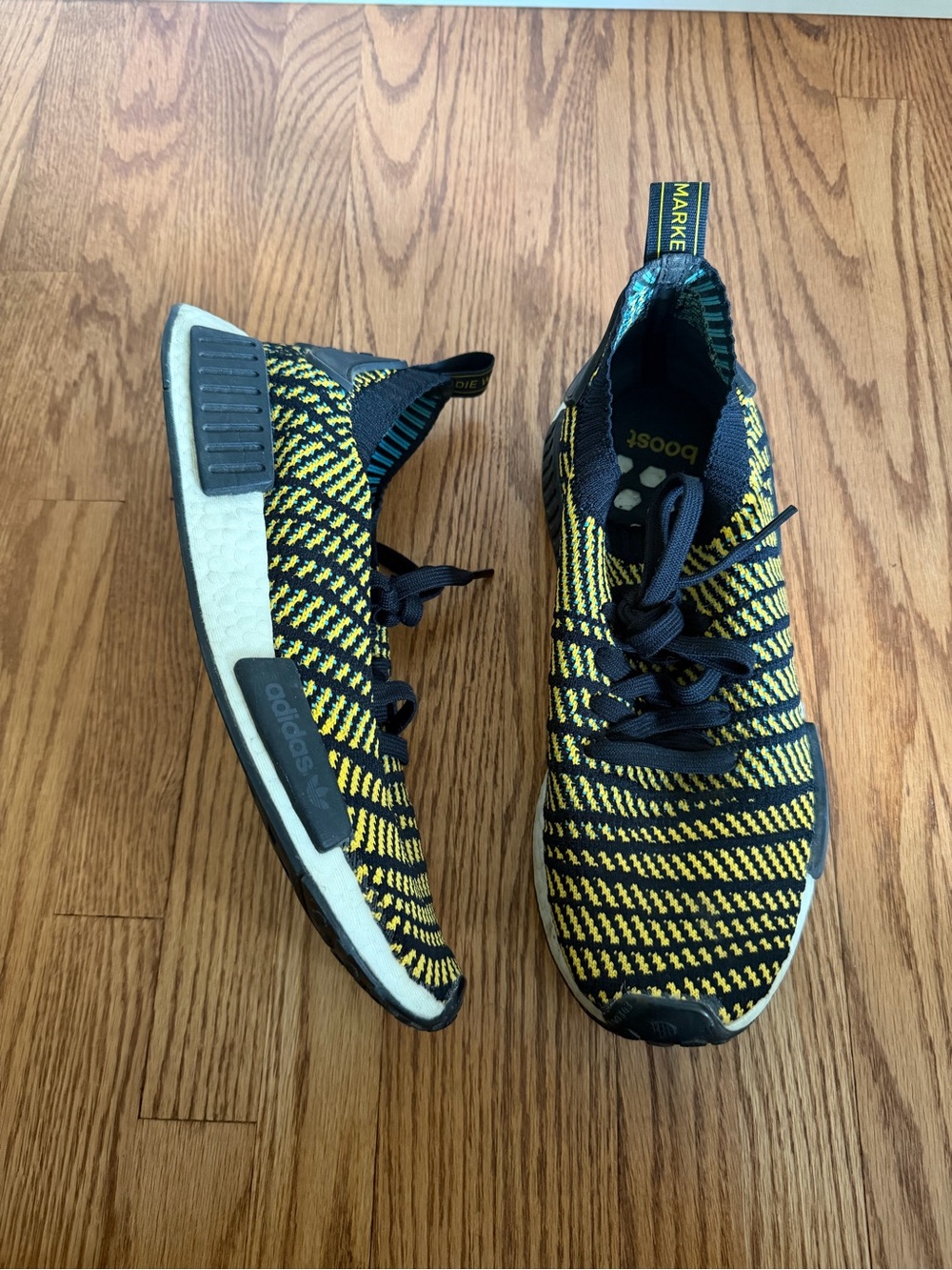 adidas NMD Black & Yellow Knit Lace-Up Sneakers